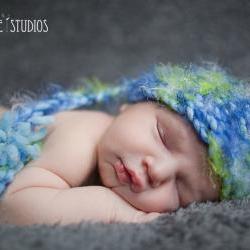Blue and Green Newborn Baby Boy Hat