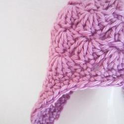 Baby Girl Shell Earflap Hat - Newborn Photo Prop